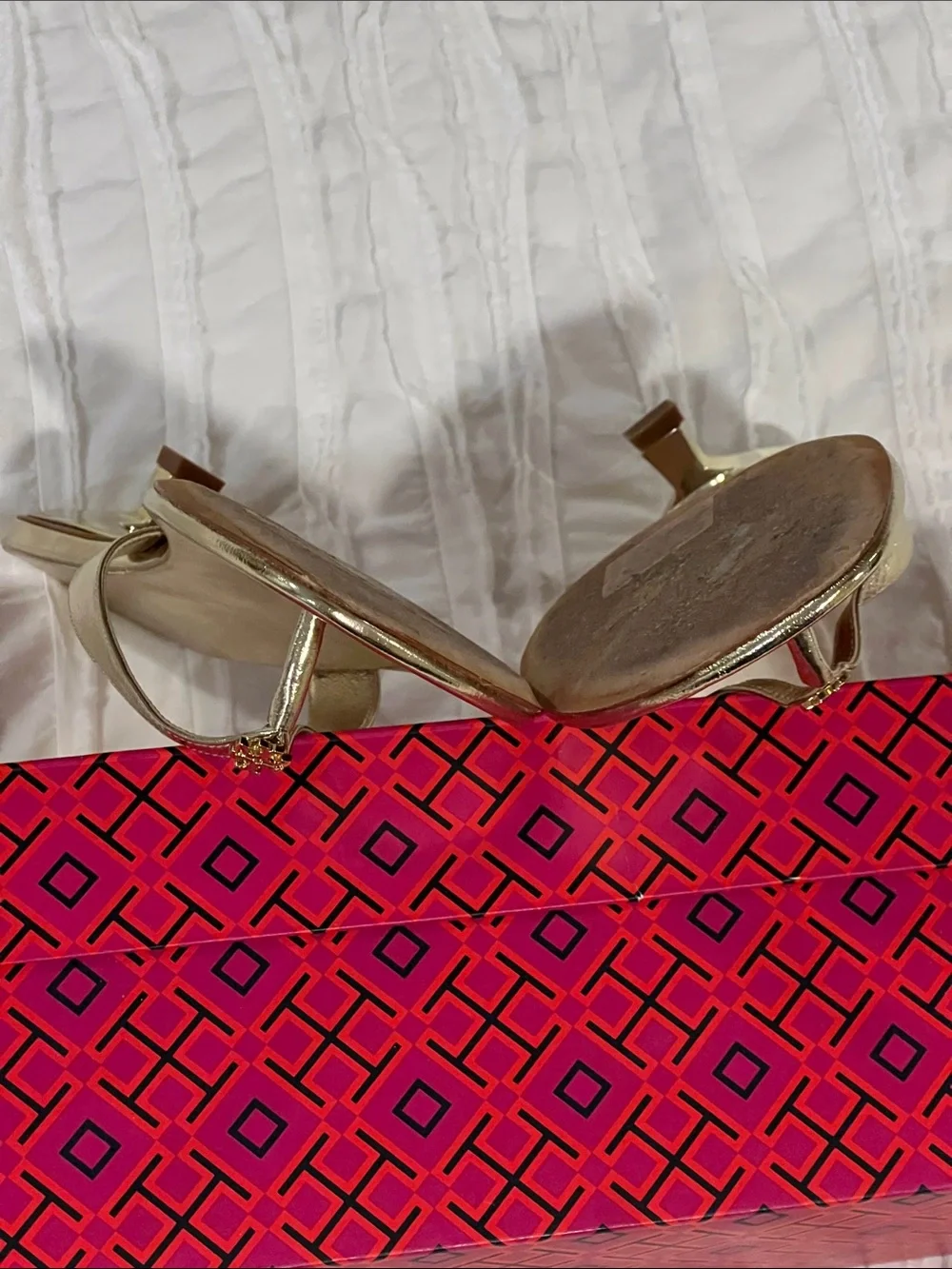 Tory Burch Gold Metallic Capri Thong Sandals